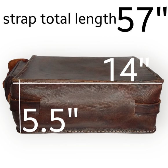 Vintage Leather Messenger Laptop Crossbody Bag Rawhide Brown Old World Large - Picture 11 of 12